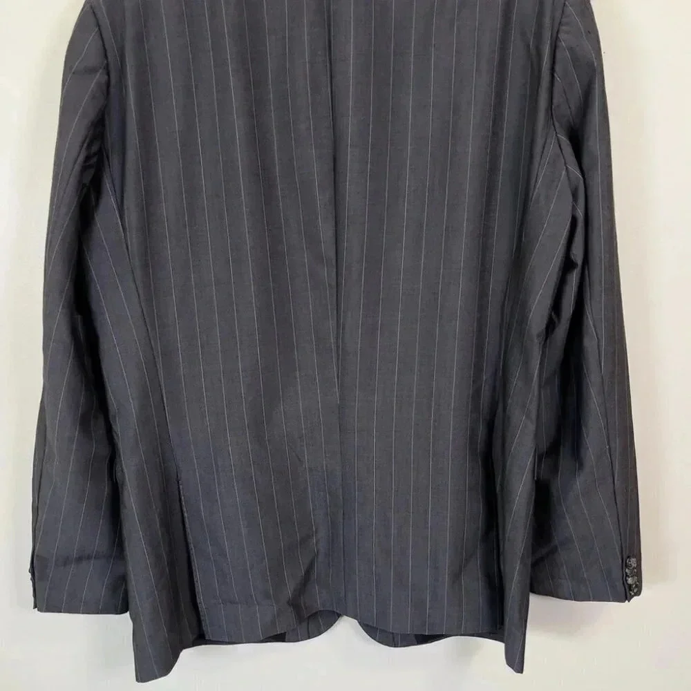 Hugo Boss Ryan/Win Mohair Wool Slim Fit Striped Double Button Blazer